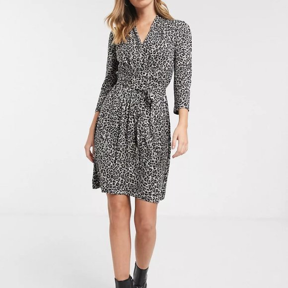 Brand New French Connection UK Sabbia Leopard Print Midi Wrap Dress - Picture 2 of 9